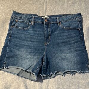 Nicole Miller Blue Jean Shorts Frayed Hem